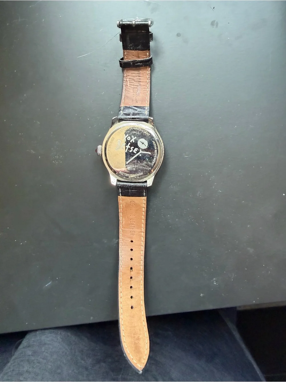 Betsey Johnson Crystal Polka Dot Dial Wristwatch with Black Leather Strap